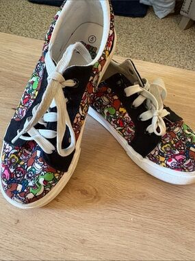 Kids Graphic Canvas Sneakers - Black with Multicolor Characters